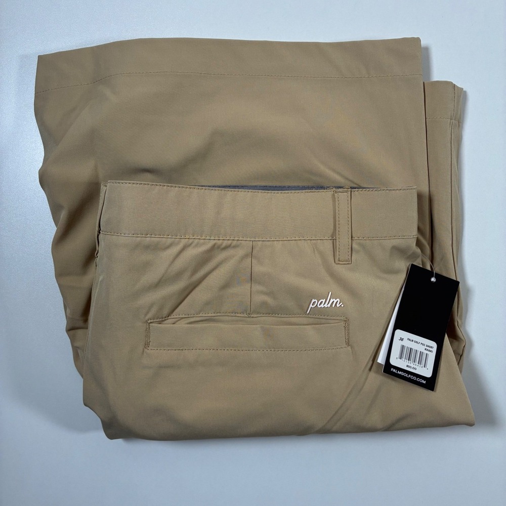 NEW Palm Golf PGC Shorts 36 Khaki Stretch Performance Modern Fit